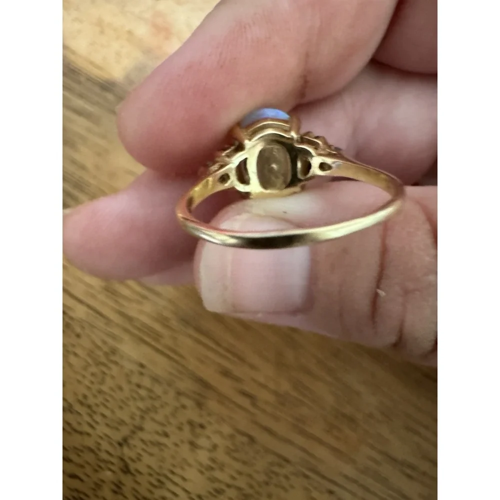 Vintage Large Natural Crystal Australian Opal & Ruby Ring 14K Size 8.75